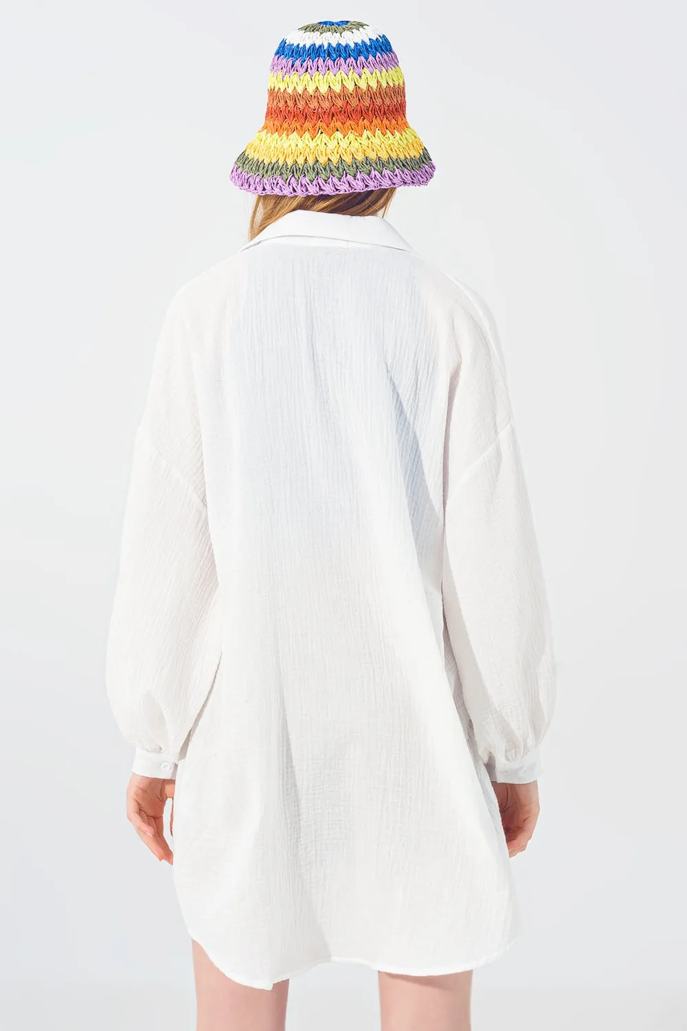 Textured Loose Shirt in White