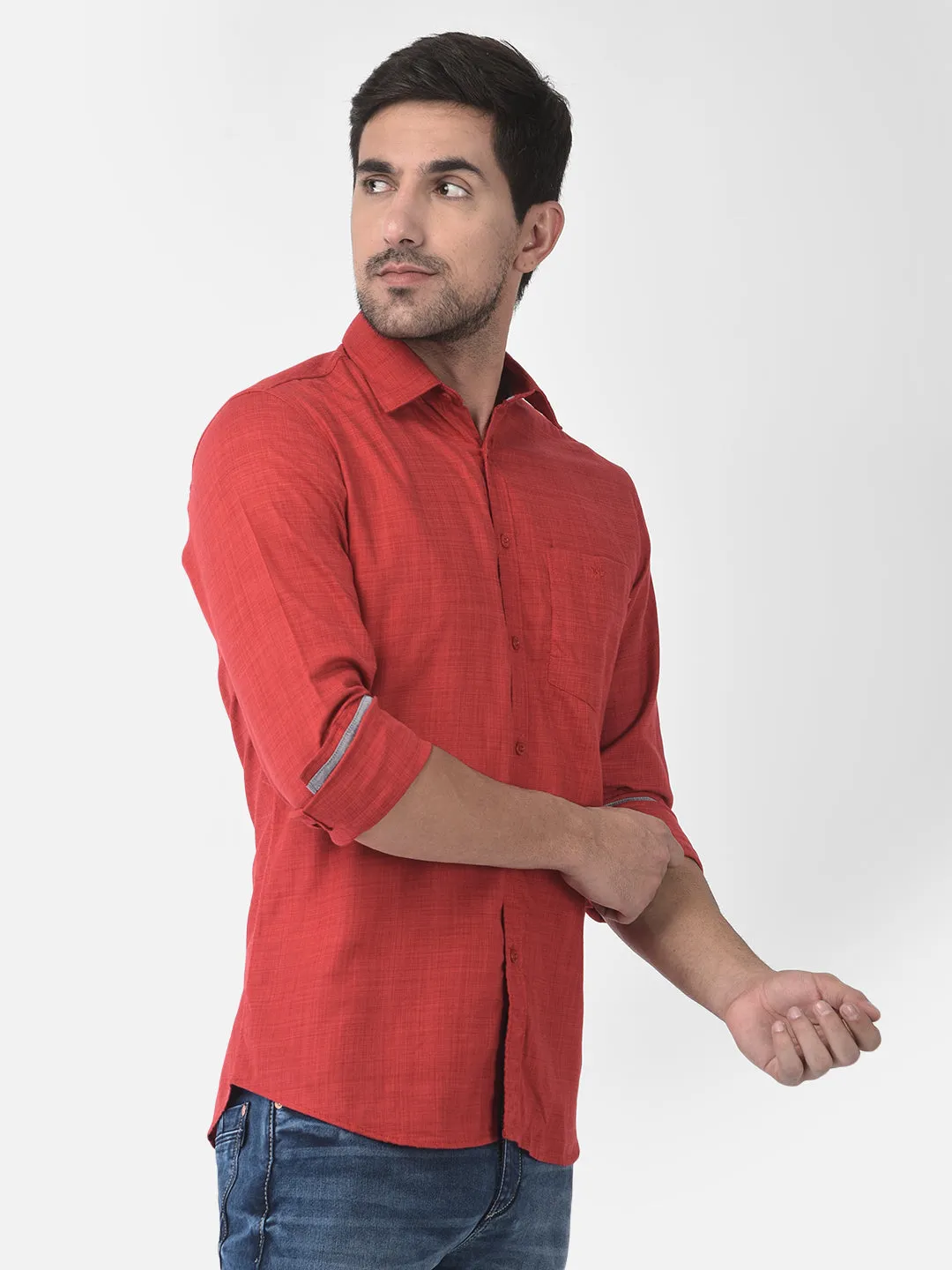 Textured Red Shirt