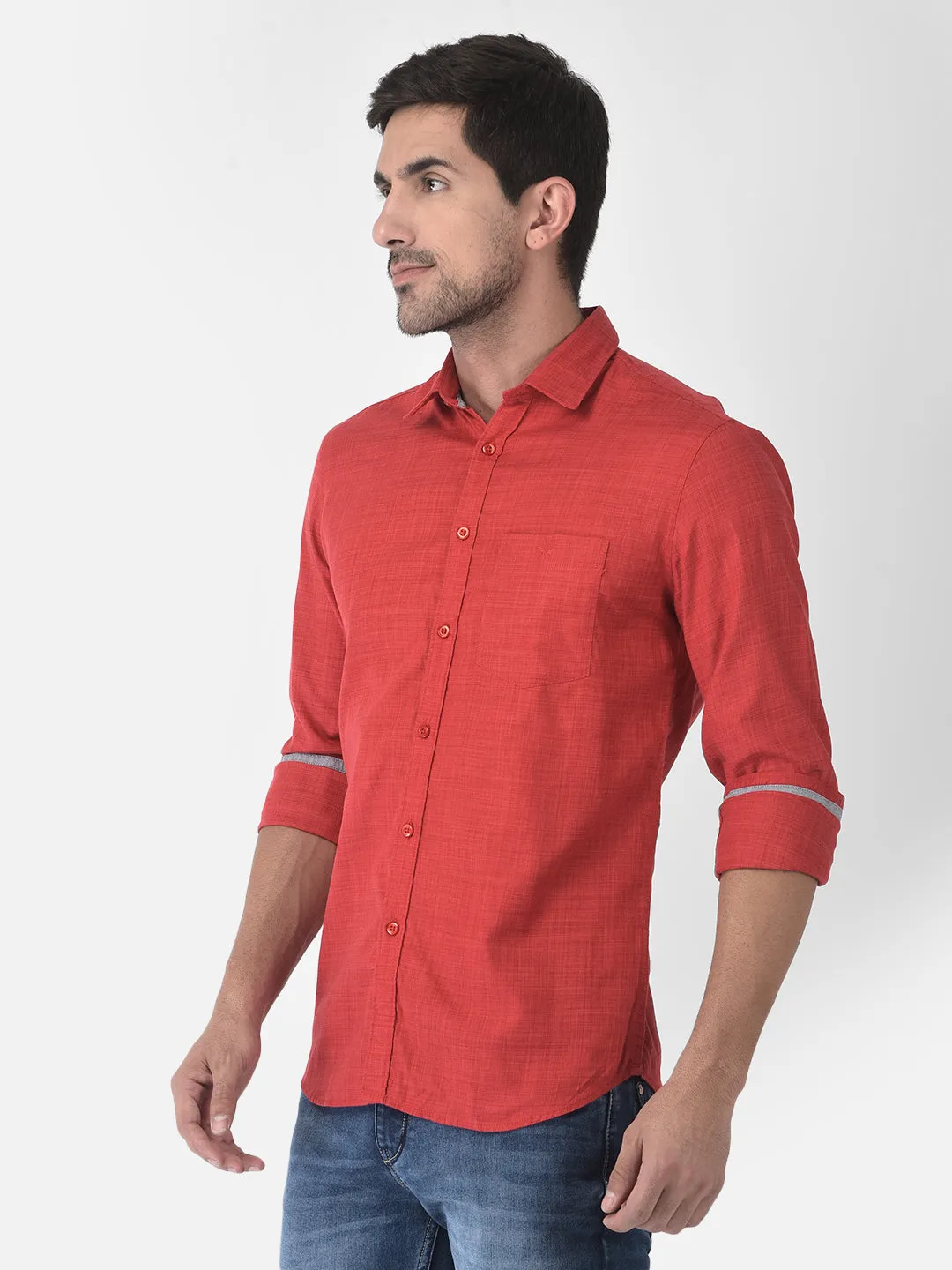 Textured Red Shirt
