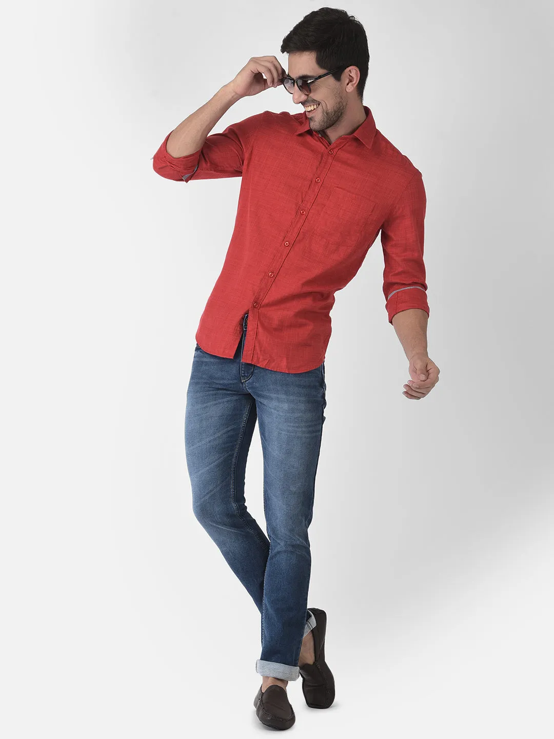 Textured Red Shirt