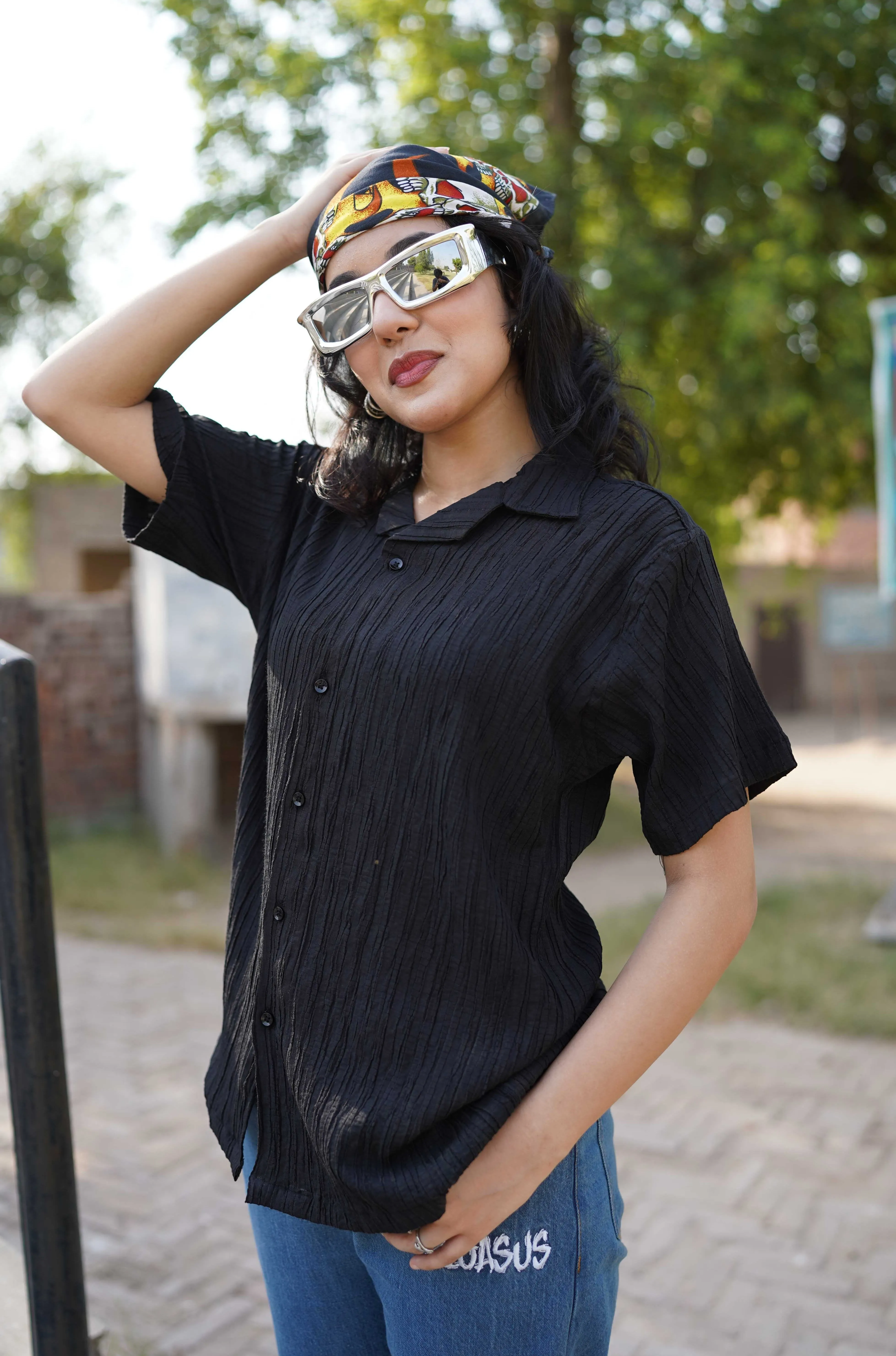 Textured Shirt- Black