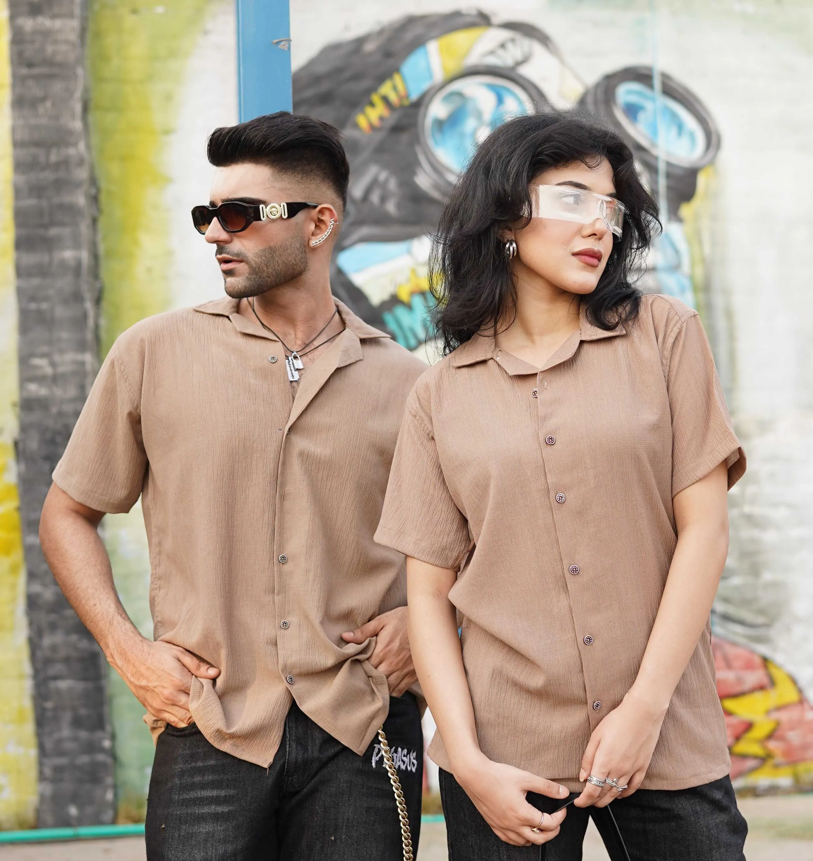 Textured Shirt- Brown