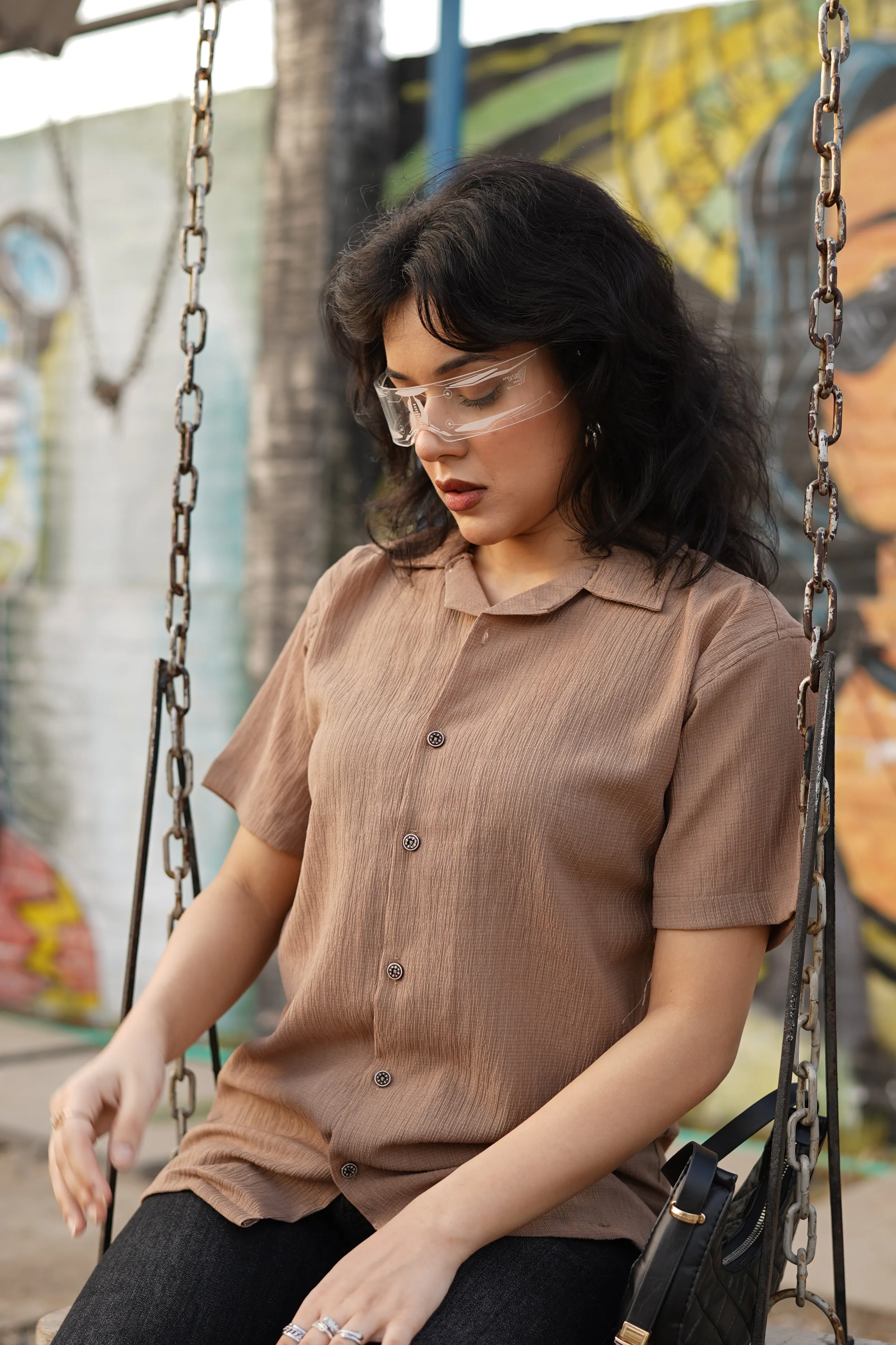 Textured Shirt- Brown