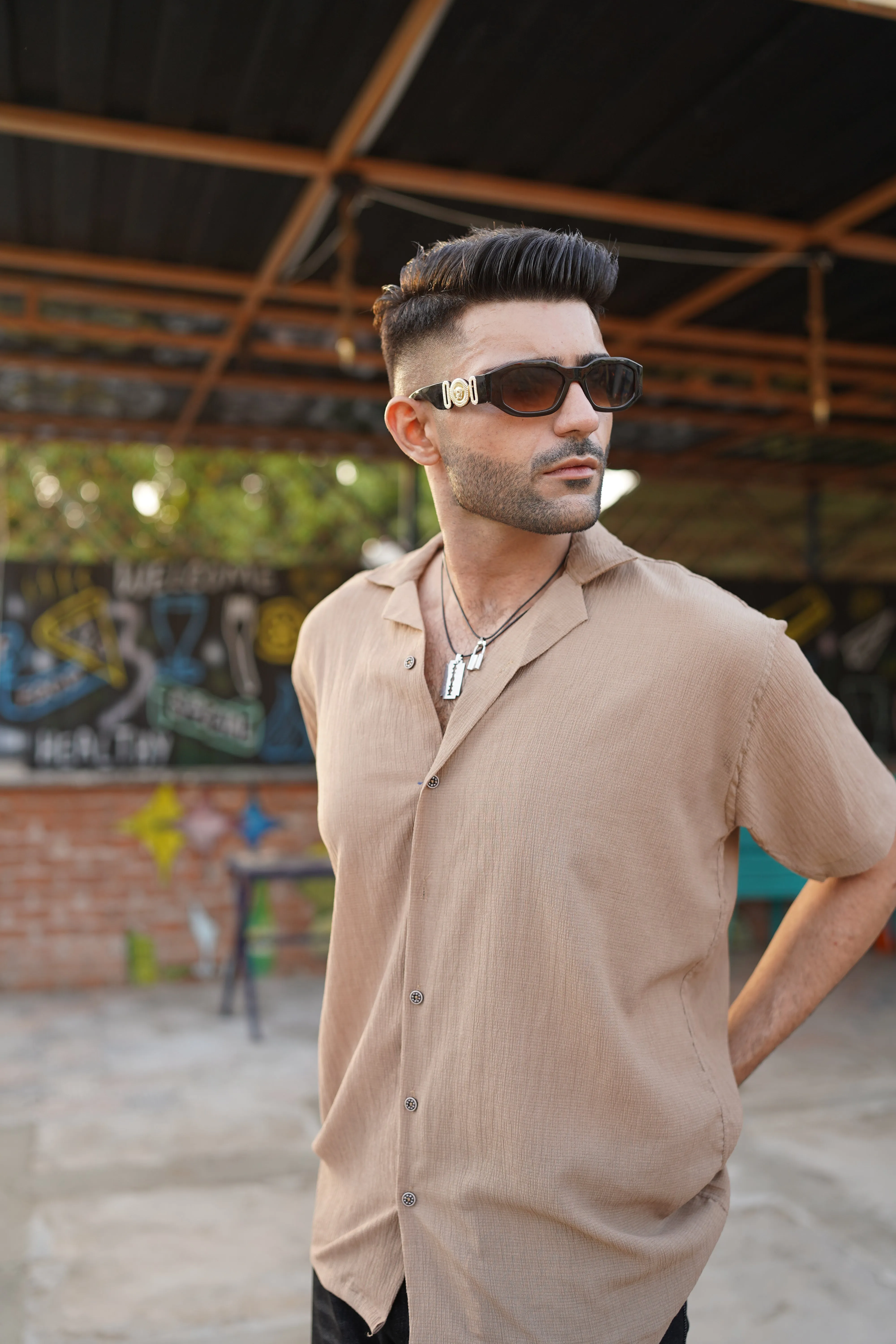 Textured Shirt- Brown