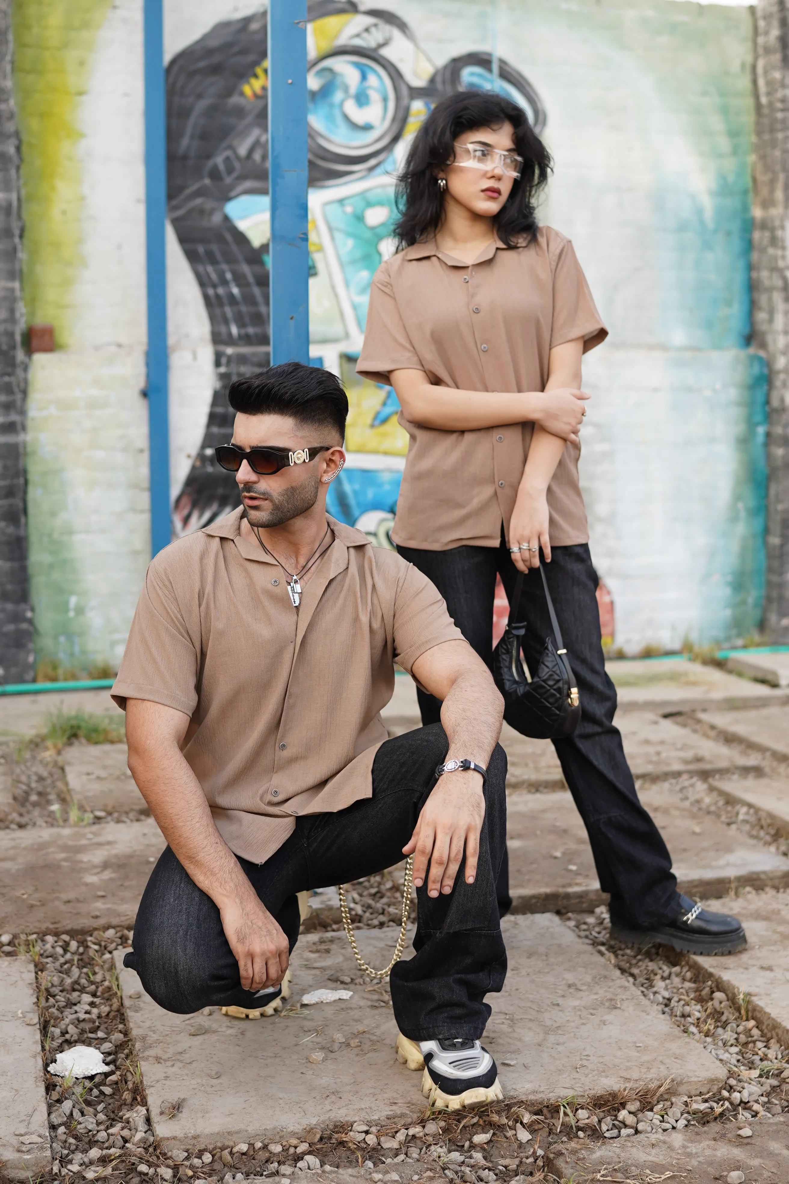 Textured Shirt- Brown