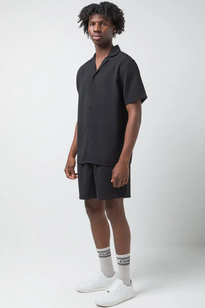 Textured Short Sleeve Shirt Black