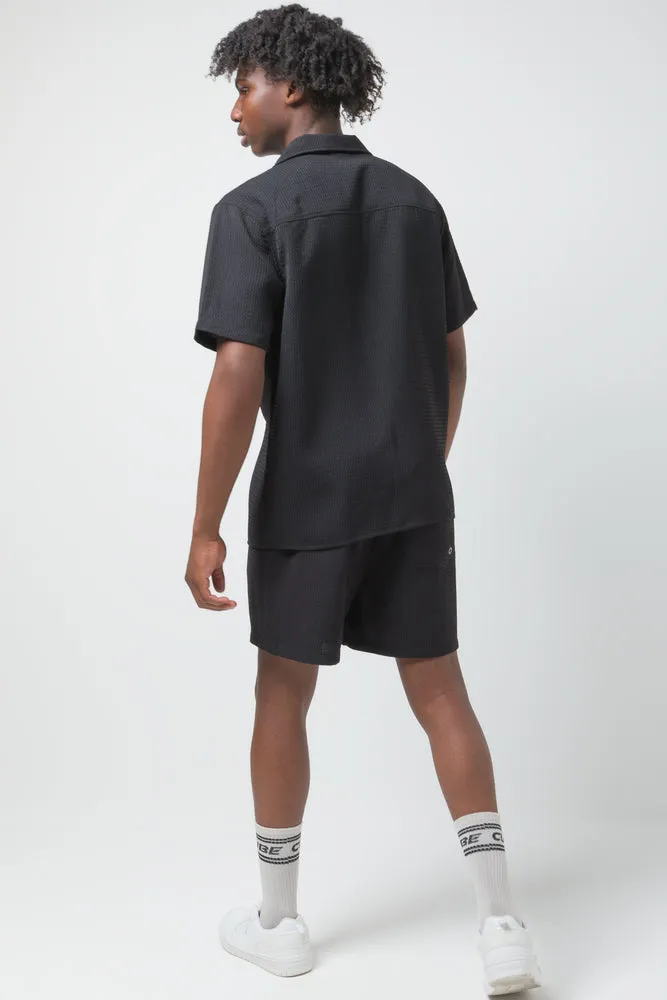 Textured Short Sleeve Shirt Black
