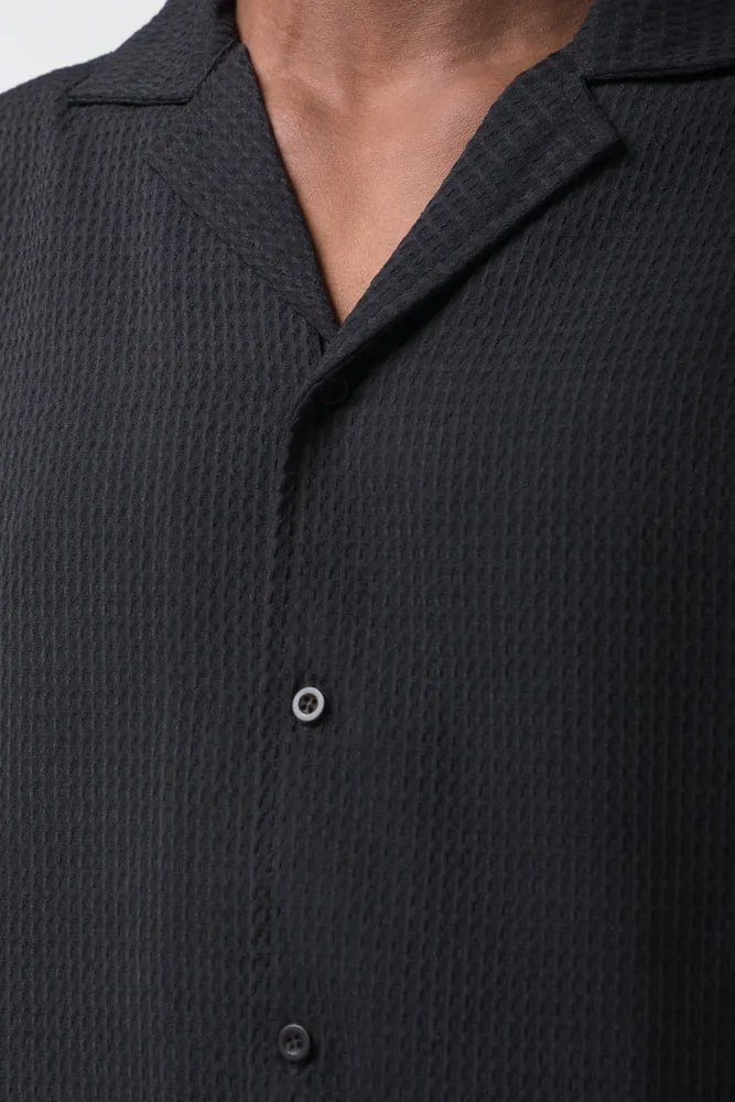Textured Short Sleeve Shirt Black