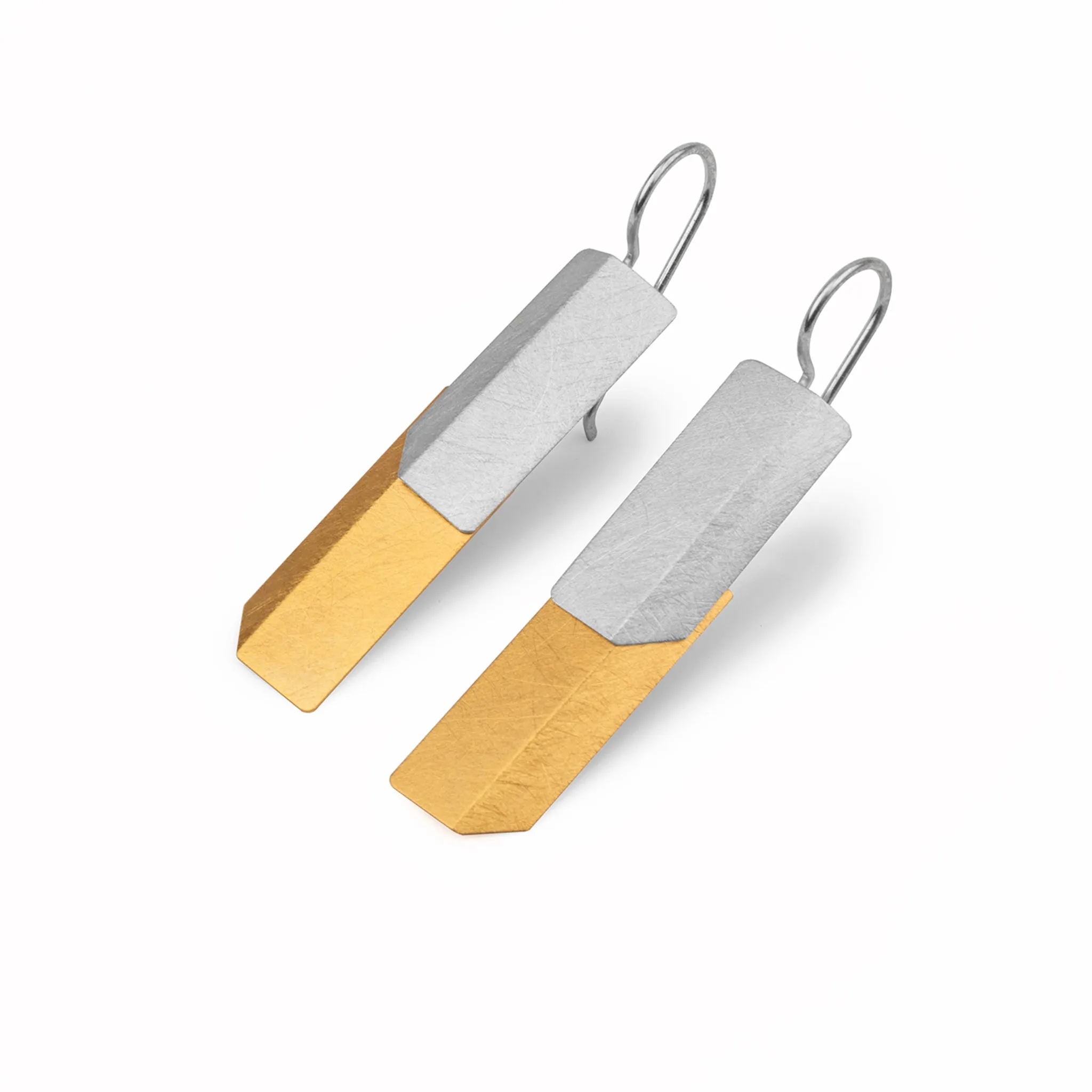 Textured Silver Two-Tone Earrings