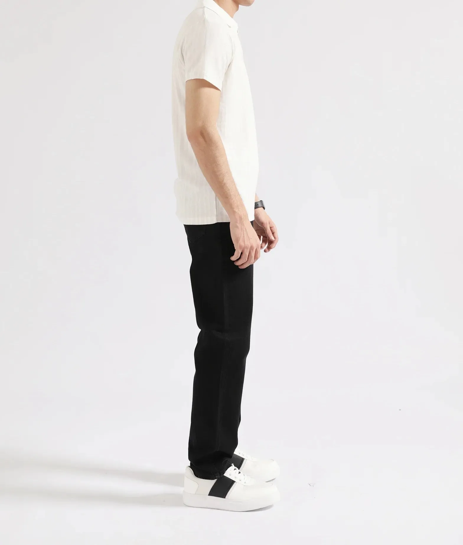 Textured Striped Johnny Collar Polo – Smart Casual T-Shirt