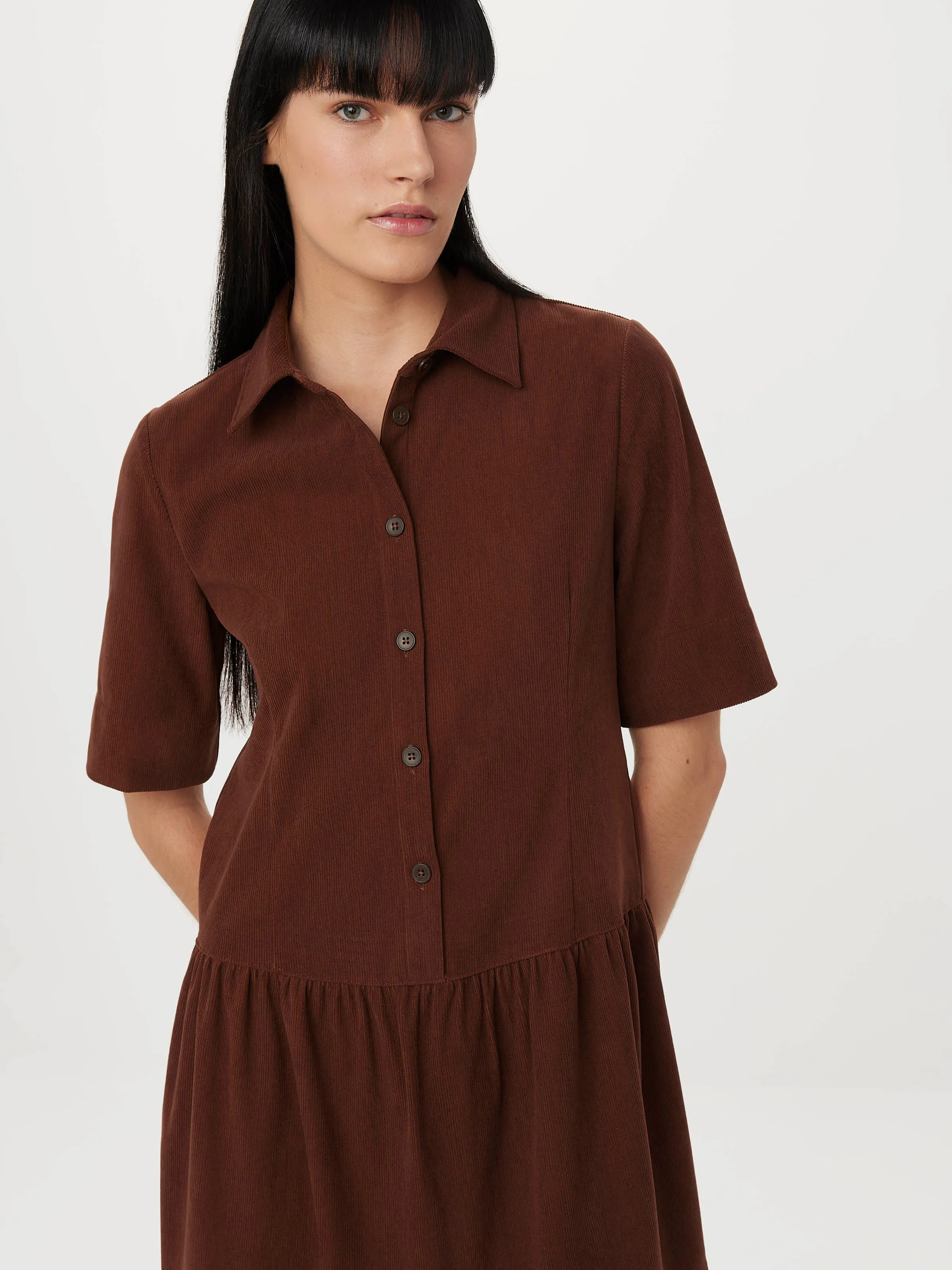 The Corduroy Shirt Dress in Pinot Noir