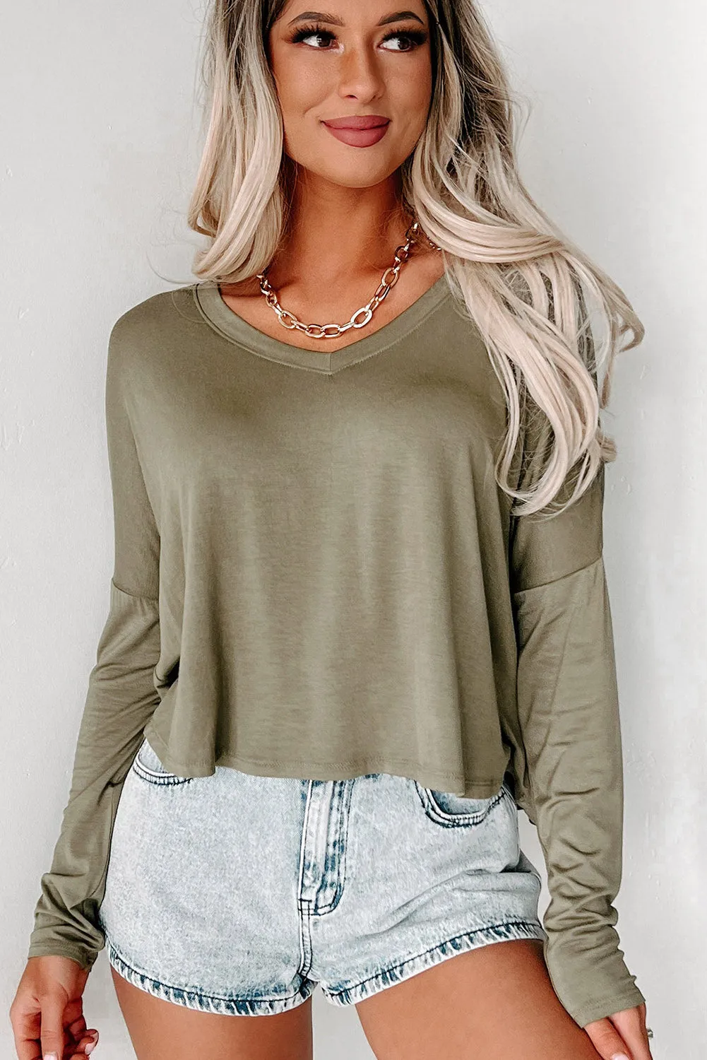The Sage Green Cropped V