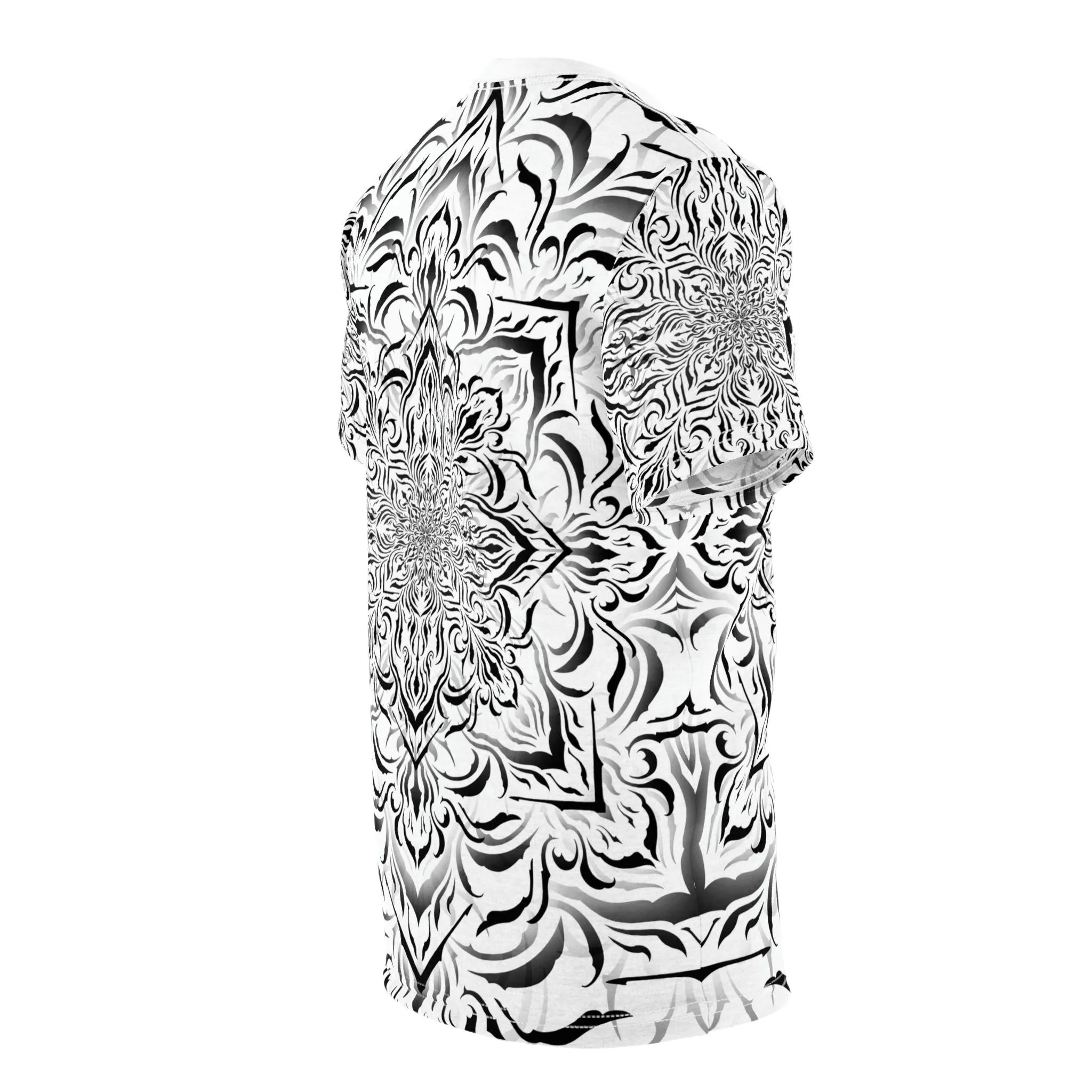 Tibetan Ornament White AOP Crew - Yantrat Design