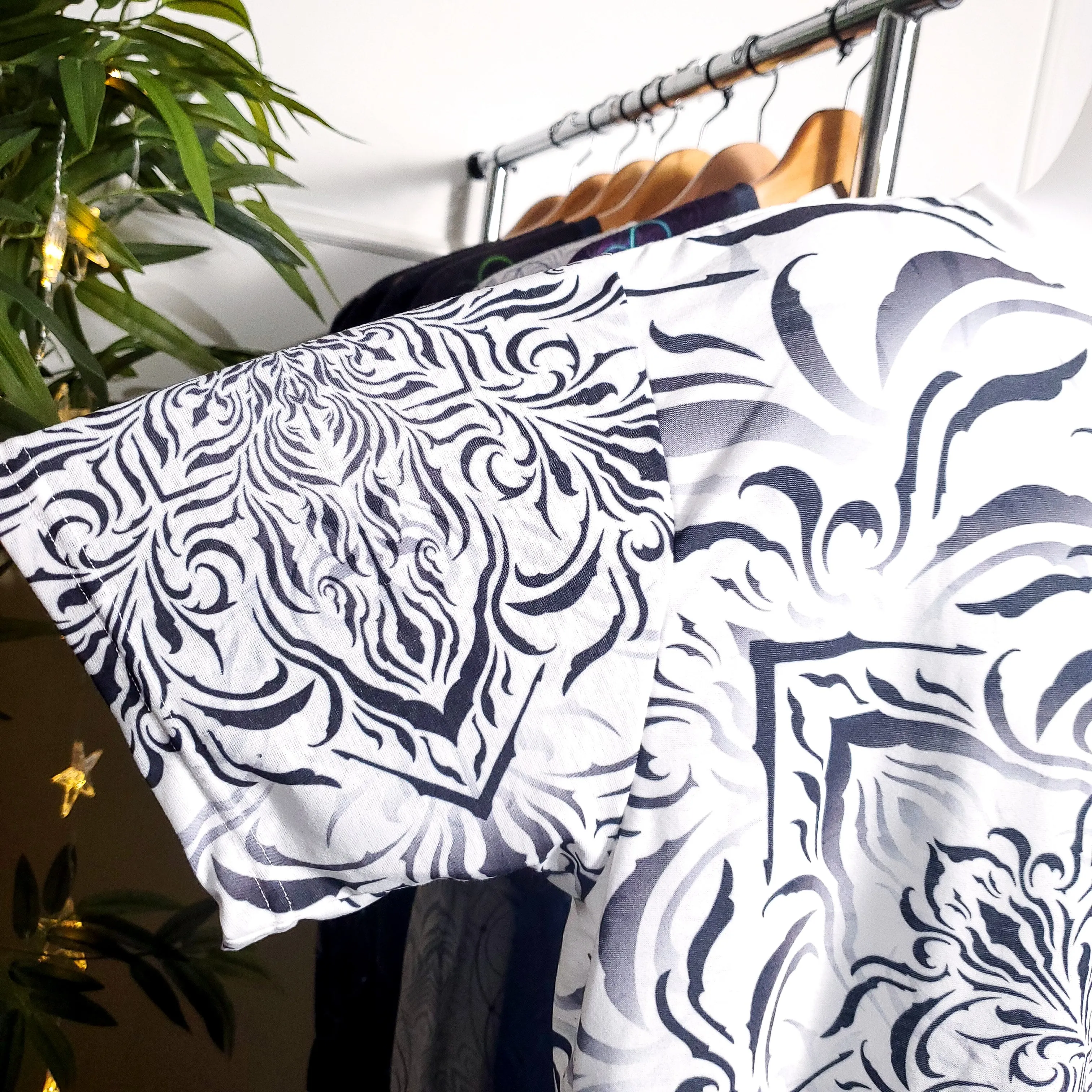 Tibetan Ornament White AOP Crew - Yantrat Design