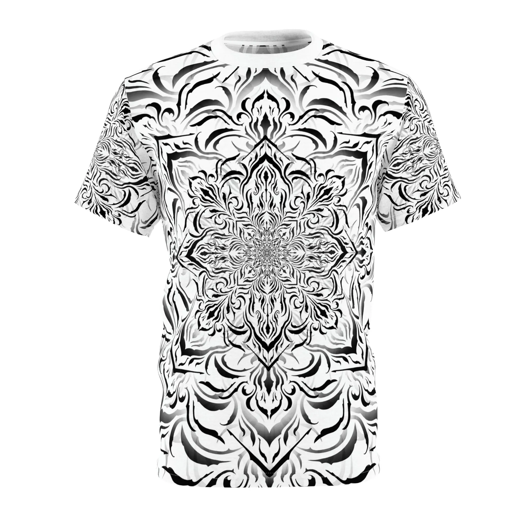 Tibetan Ornament White AOP Crew - Yantrat Design