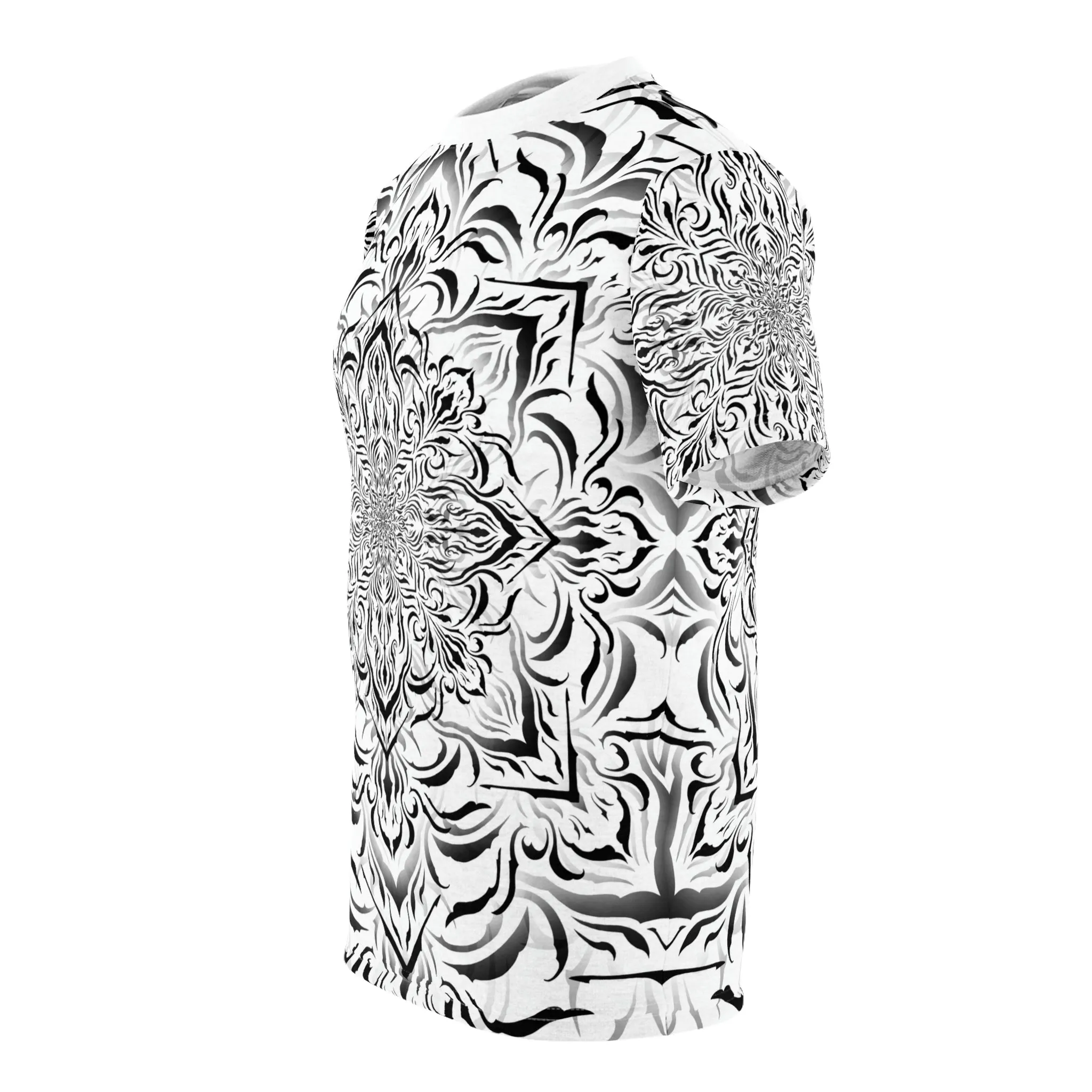 Tibetan Ornament White AOP Crew - Yantrat Design