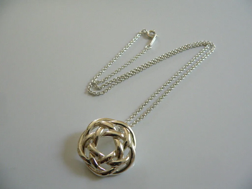 Tiffany & Co Love Knot Necklace Large Pendant Charm Chain Gift Silver Classic
