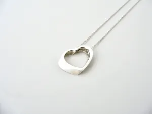 Tiffany & Co Silver Heart Necklace Pendant Charm Chain Modern Geometric Gift