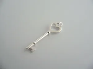 Tiffany & Co Silver Large Heart Key Charm Pendant 4 Necklace Bracelet Gift Love