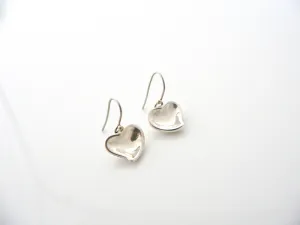 Tiffany & Co Silver Peretti Carved Heart Dangle Dangling Earrings Gift Love Art