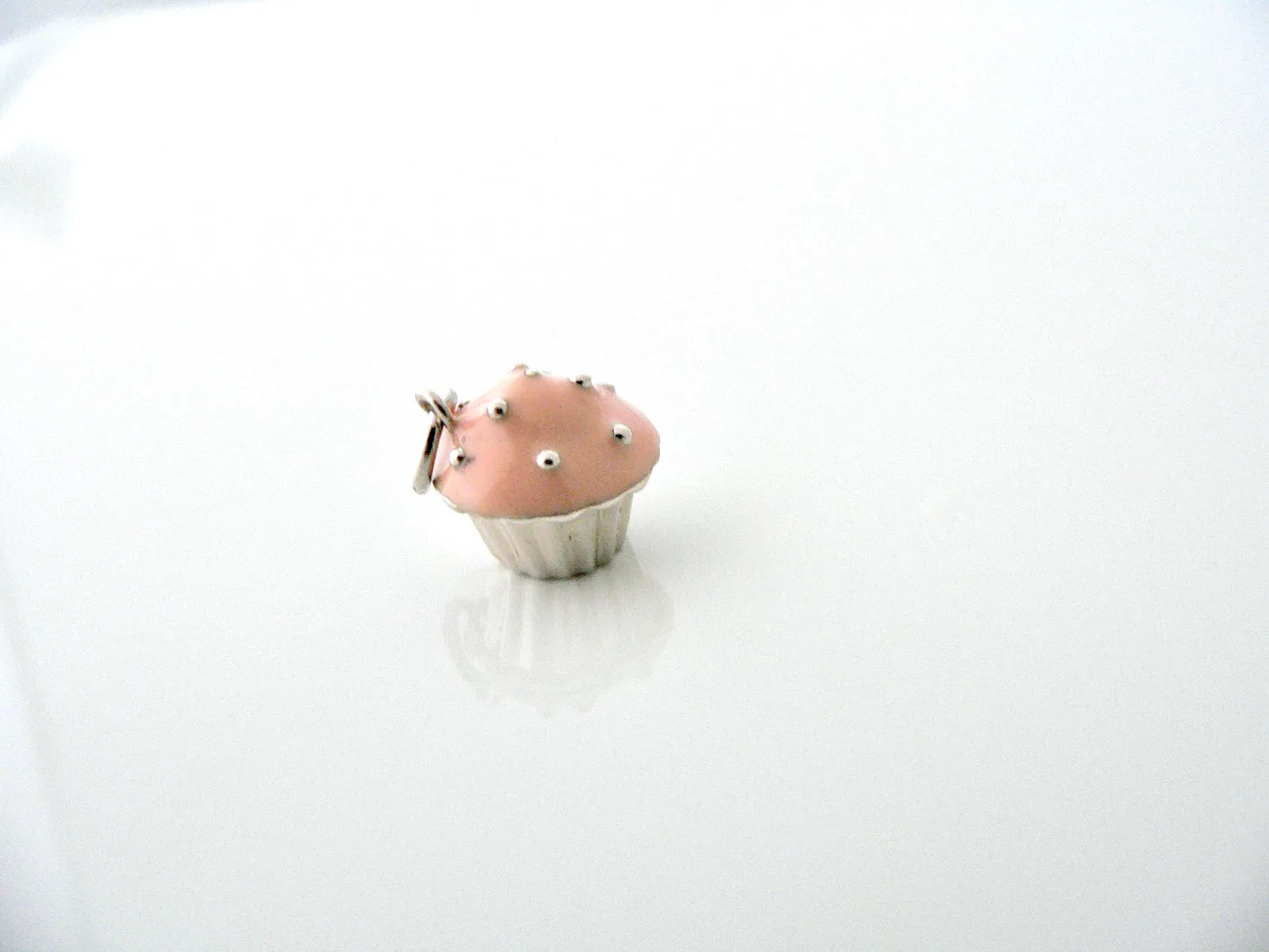 Tiffany & Co Silver Pink Enamel Cupcake Charm Pendant 4 Necklace Bracelet Gift