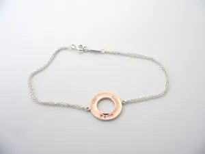 Tiffany & Co Silver Rubedo 1837 Circle Round Bracelet Bangle Chain 7.2 Inch