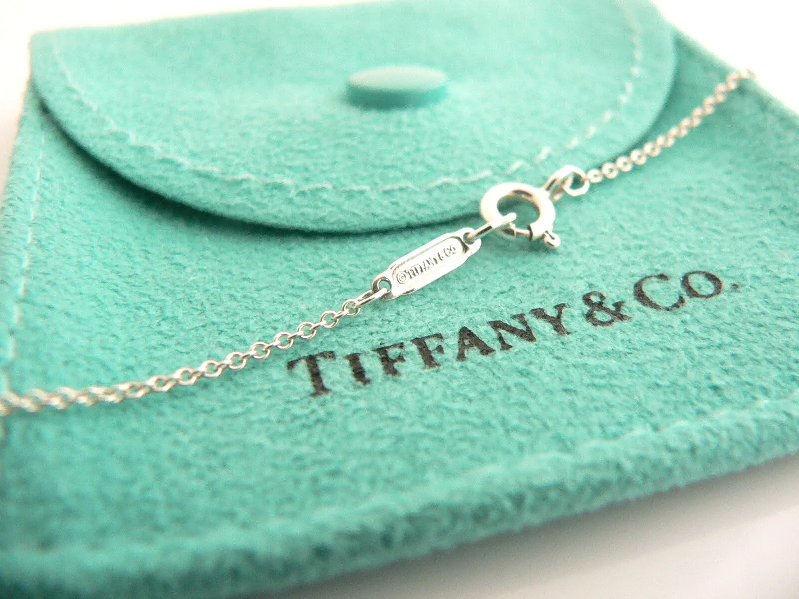 Tiffany & Co Silver Triple Signature Drop Dangle Dangling Necklace Pendant Chain