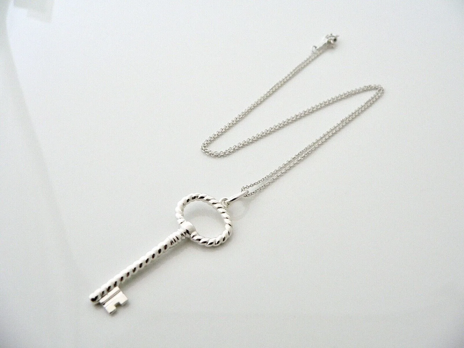 Tiffany & Co Twist Oval Key Necklace Pendant Charm Chain Love Gift Silver T & Co