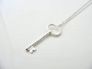 Tiffany & Co Twist Oval Key Necklace Pendant Charm Chain Love Gift Silver T & Co