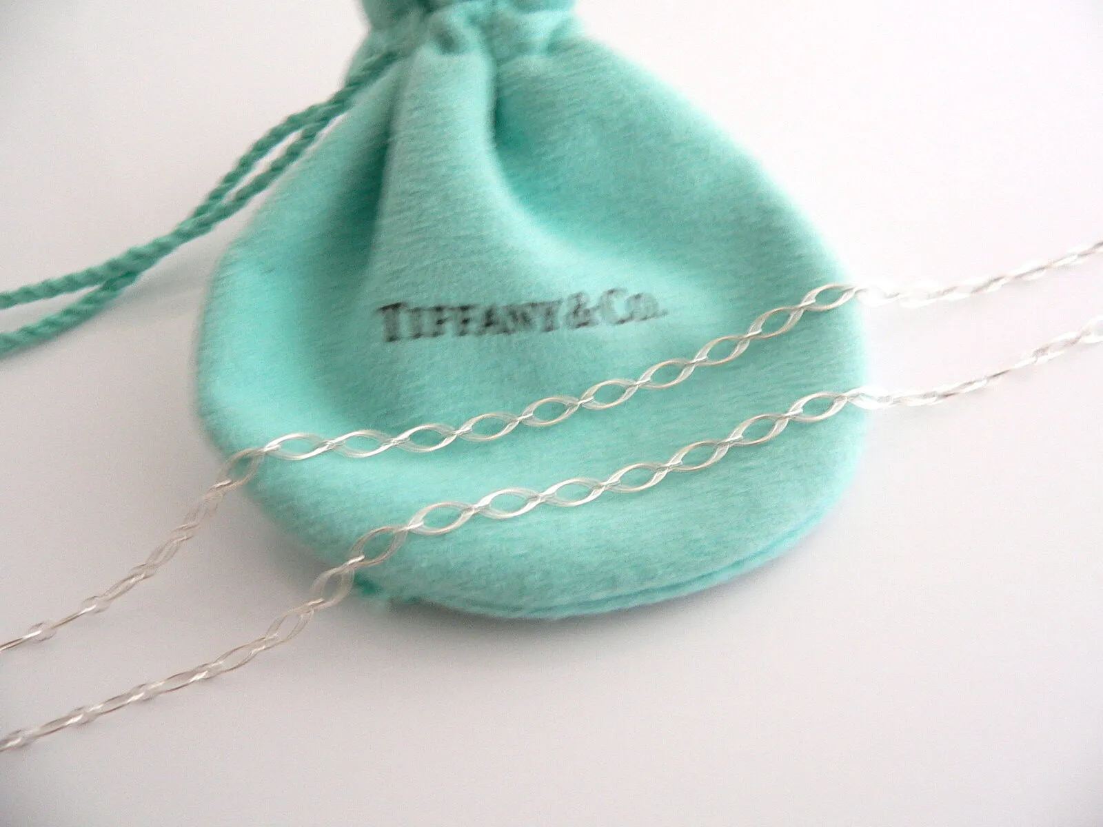 Tiffany Co Silver Diamond Blossom Key Necklace Pendant 24 inch Gift Love Pouch