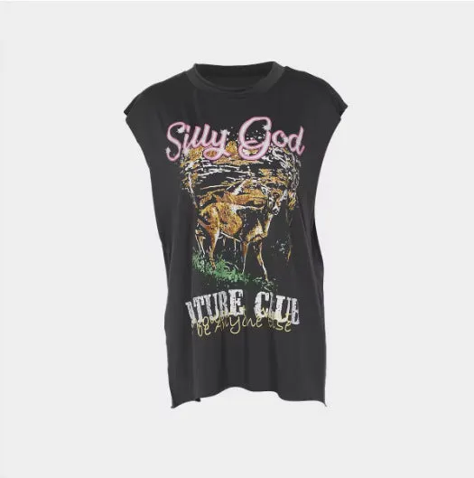 Trendy Street Style Printed Vest T-Shirt for Autumn Chic