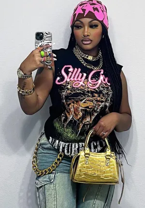 Trendy Street Style Printed Vest T-Shirt for Autumn Chic