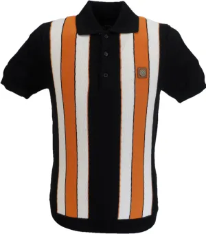 Trojan Records Black Textured Stripe Polo Shirts