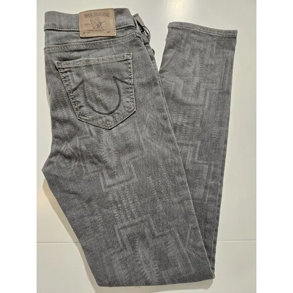 True Religion Abbey Skinny Jean Kewa Cross Gray Sz 30 Made in USA
