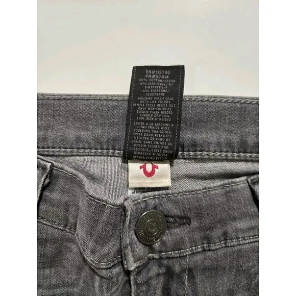 True Religion Abbey Skinny Jean Kewa Cross Gray Sz 30 Made in USA