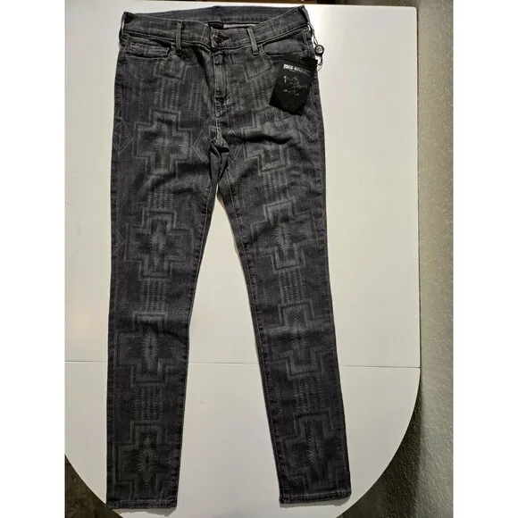 True Religion Abbey Skinny Jean Kewa Cross Gray Sz 30 Made in USA