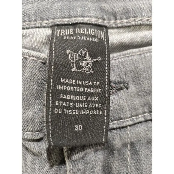 True Religion Abbey Skinny Jean Kewa Cross Gray Sz 30 Made in USA
