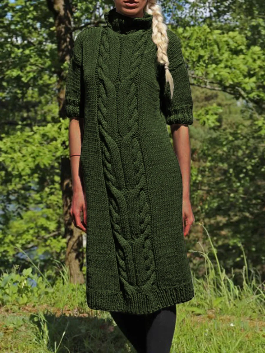 Turtleneck Twist Retro Women'S Sweater Dress