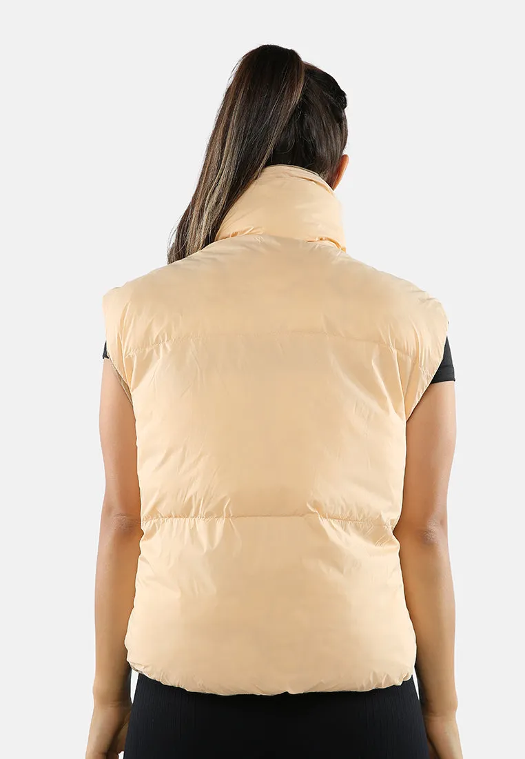 Two Way Cropped Sleeveless Puffer Jacket