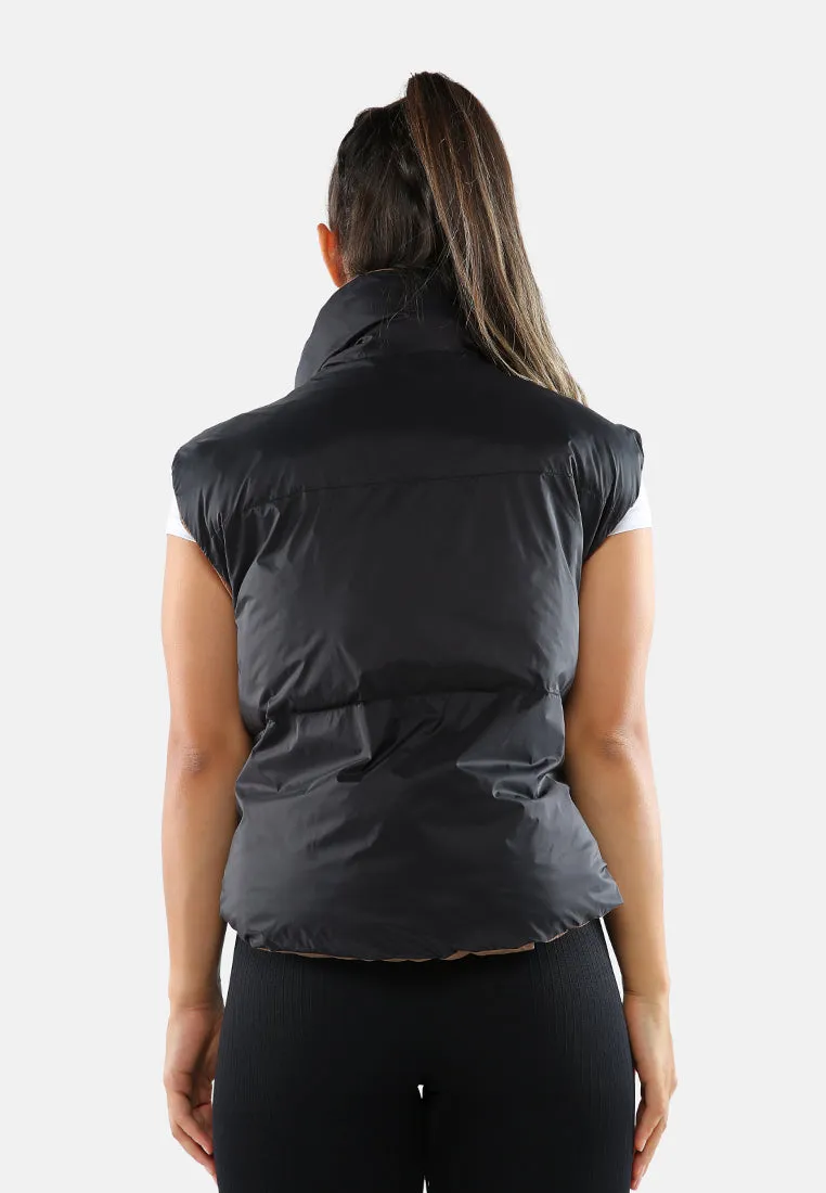 Two Way Cropped Sleeveless Puffer Jacket