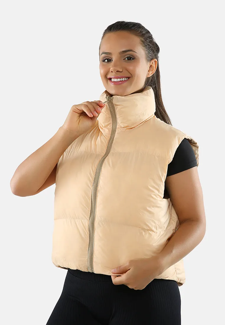 Two Way Cropped Sleeveless Puffer Jacket
