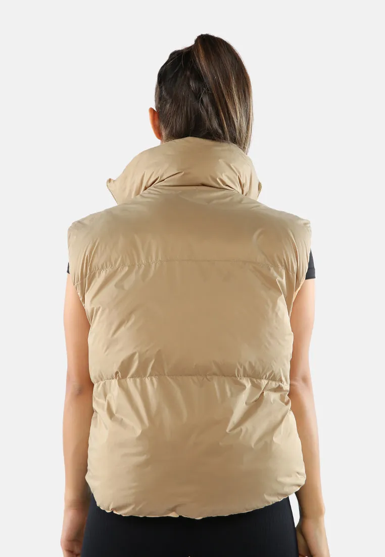 Two Way Cropped Sleeveless Puffer Jacket