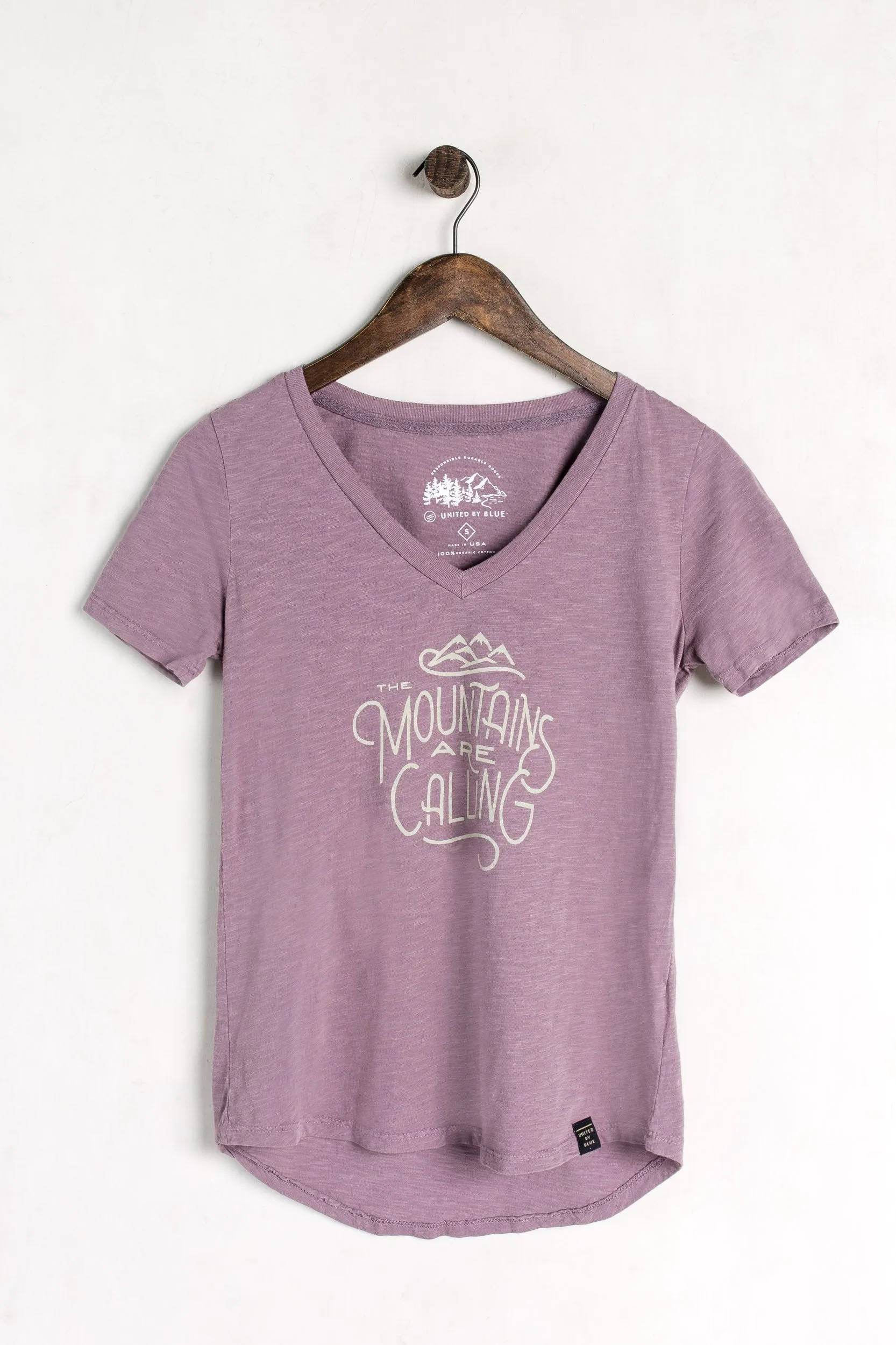 United By Blue Womens Mountains Are Calling Scoop Neck Tee Shirts