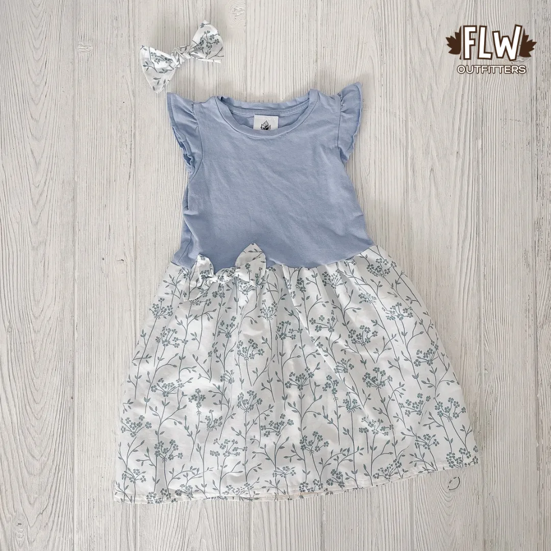 Upcycled Dress 18m-4T Blue Ditsy Floral