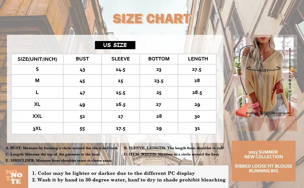 V-Neck Half Sleeves Loose Knitted Top  | S-3XL