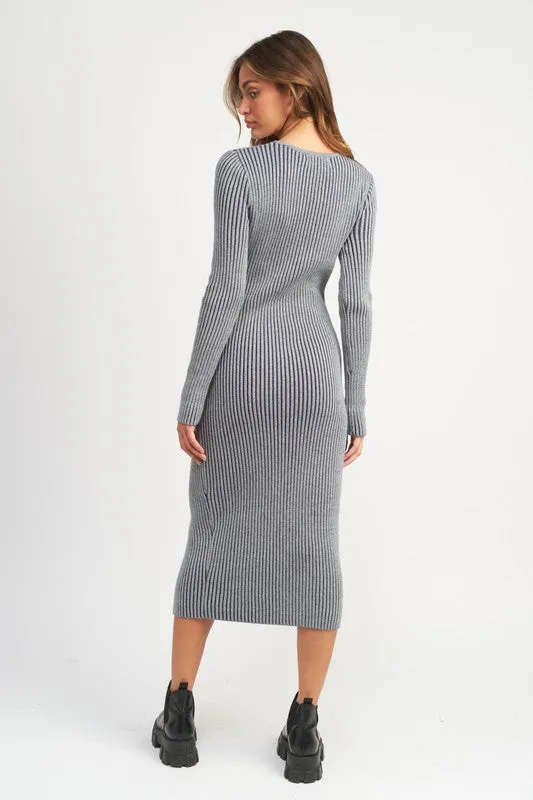 V neck Midi Dress