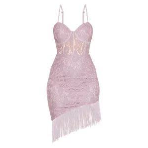 V-neck Pencil Fringed Lace Dress
