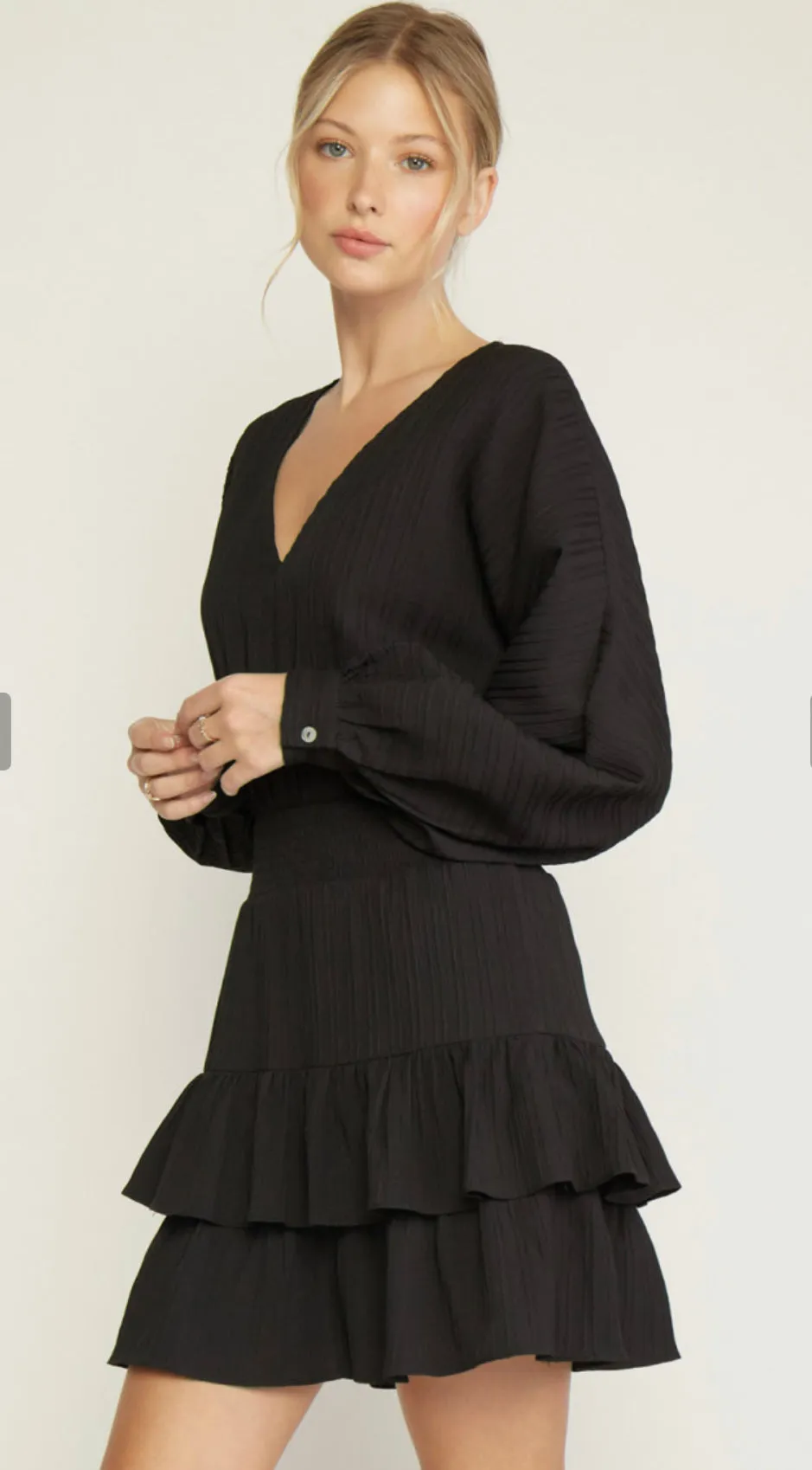 V-Neck Smocked Dress