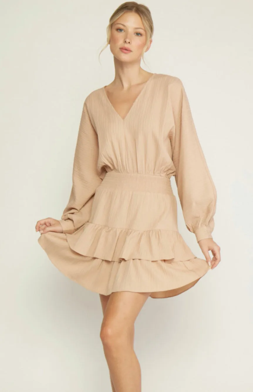 V-Neck Smocked Dress