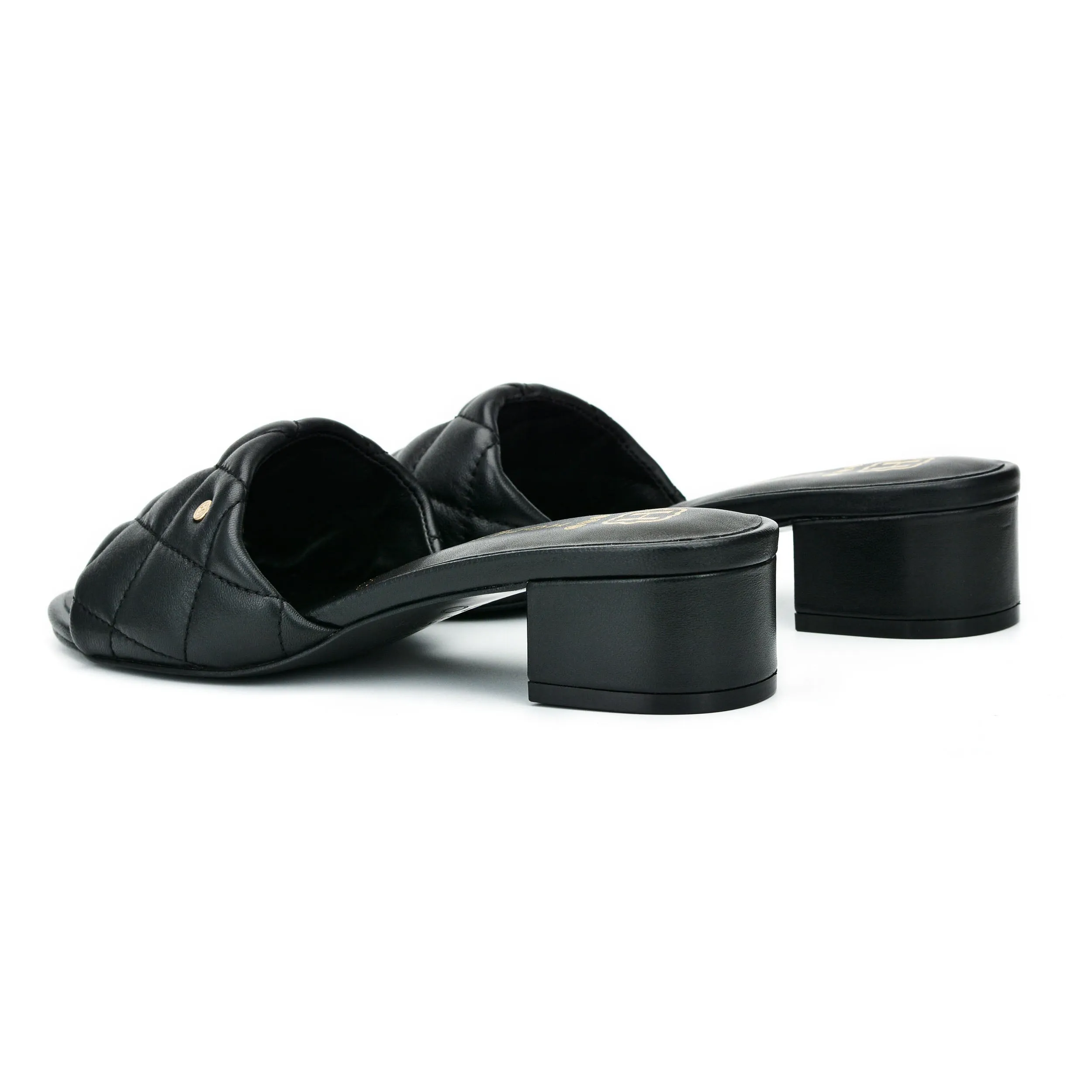 Venus Black Quilted Leather Slide Sandal